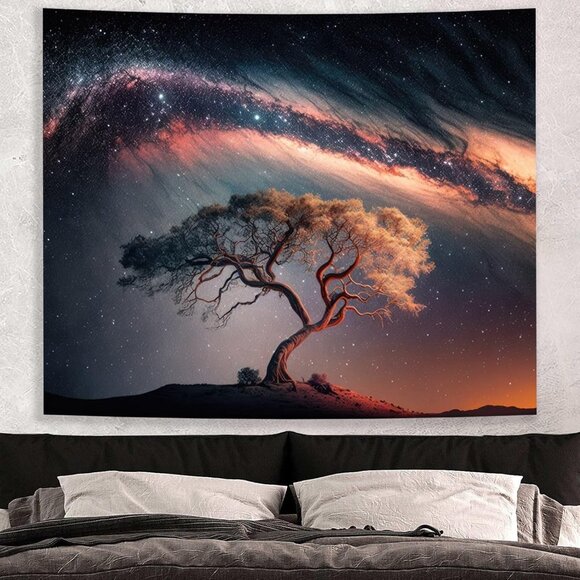 New Tree of Life Galaxy Tapestry, Starry Sky Wall Art for Room Decor, 51x60In - Picture 5 of 8